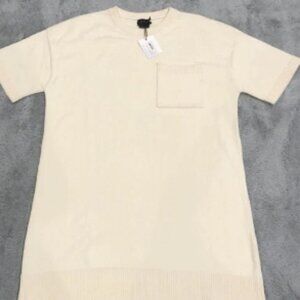 Hatch The Cotton Reese Knit Tee Shirt Dress‎ Size 3 Ivory Sweater Short Sleeve